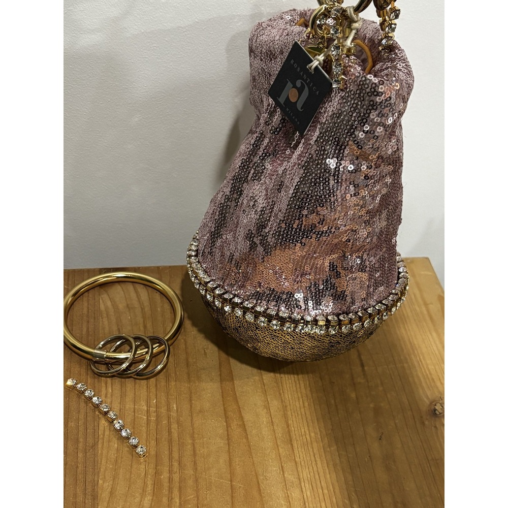 Rosantica Milano Pink Sequin Crystal Evening Bag PROJECT REPAIR Made Italy